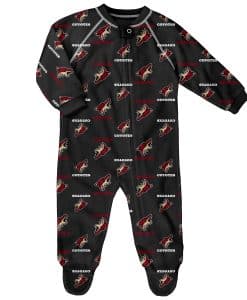 Arizona Coyotes Baby Black Raglan Zip Up Sleeper Coverall