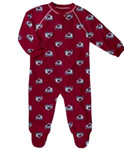 Colorado Avalanche Baby Burgundy Raglan Zip Up Sleeper Coverall