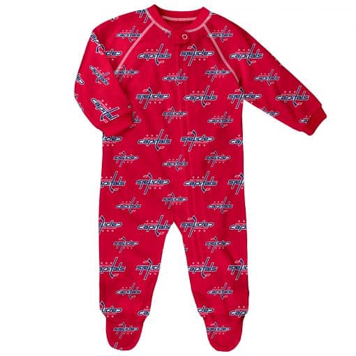 Washington Capitals Baby Red Raglan Zip Up Sleeper Coverall