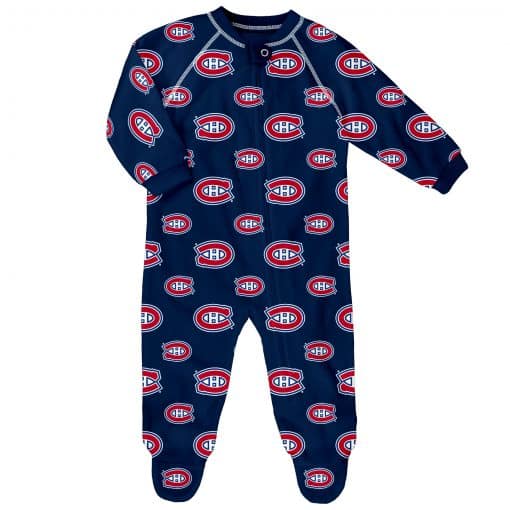 Montreal Canadiens Baby Navy Raglan Zip Up Sleeper Coverall