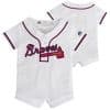 Atlanta Braves Baby 0/3M White Button Up Jersey Romper Coverall