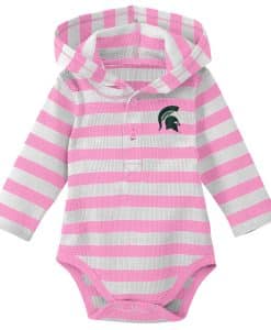 Michigan State Spartans Baby Girls Pink Hooded Onesie Creeper