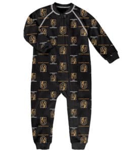Las Vegas Golden Knights Toddler Black Raglan Zip Up Sleeper Coverall