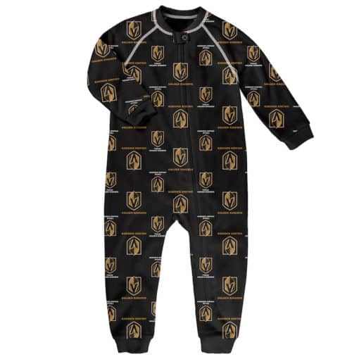 Las Vegas Golden Knights Toddler Black Raglan Zip Up Sleeper Coverall