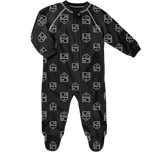 Los Angeles Kings Baby Black Raglan Zip Up Sleeper Coverall