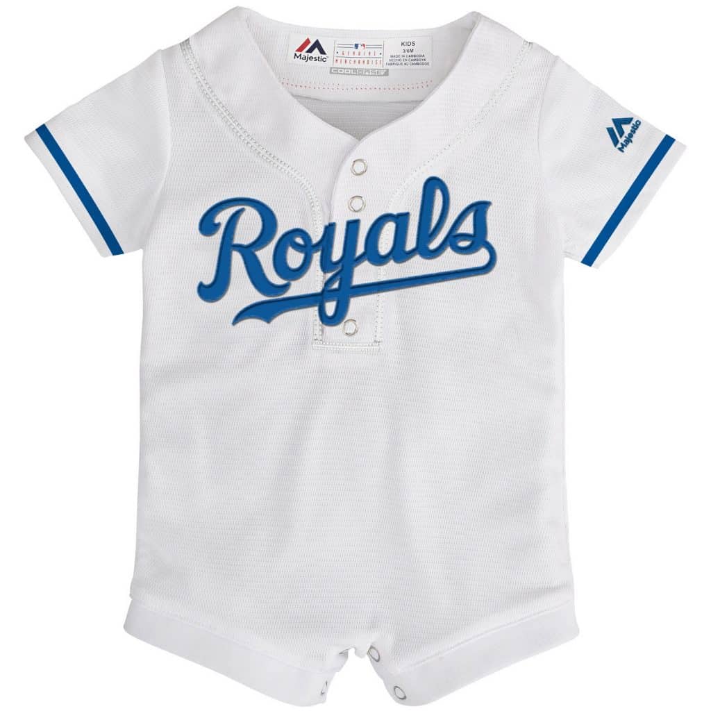 Kansas City Royals Baby White Button Up Jersey Romper Coverall - Detroit  Game Gear