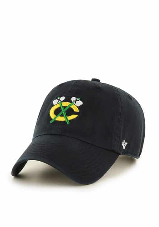 Chicago Blackhawks 47 Brand Black Classic Clean Up Adjustable Hat