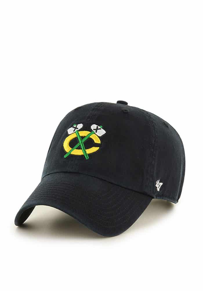 Gorra curva negra de Chicago Blackhawks NHL Clean Up de 47 Brand