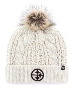 Pittsburgh Steelers Women's 47 Brand White Meeko Cuff Knit Hat