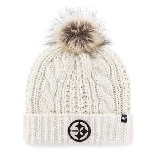 Pittsburgh Steelers Women's 47 Brand White Meeko Cuff Knit Hat