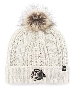 Chicago Blackhawks Women's 47 Brand White Cream Meeko Cuff Knit Hat