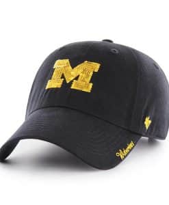Michigan Wolverines Women's 47 Brand Sparkle Navy Clean Up Adjustable Hat