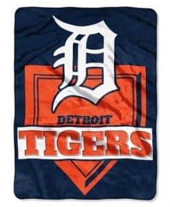 Detroit Tigers Blanket 60x80 Raschel Home Plate Design
