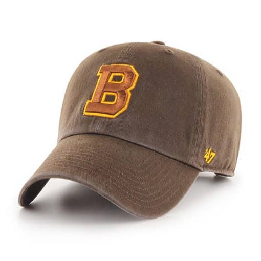 Boston Bruins 47 Brand Brown Clean Up Adjustable Hat