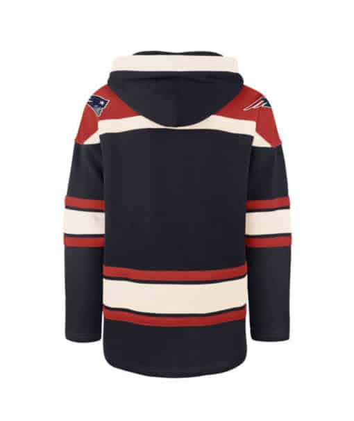 New England Patriots Men's 47 Brand Navy Pullover Jersey Hoodie - Image 2