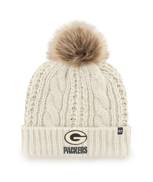 Green Bay Packers Women's 47 Brand White Cream Meeko Cuff Knit Hat