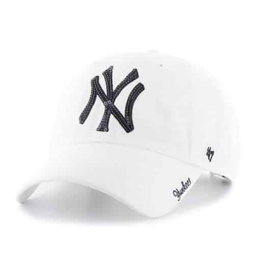 New York Yankees Women's 47 Brand Sparkle White Clean Up Adjustable Hat