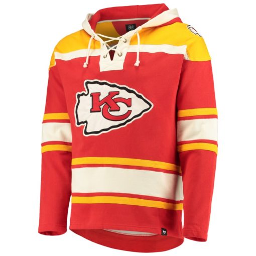 Kansas City Chiefs Men's 47 Brand Red Pullover Jersey Hoodie - Image 3