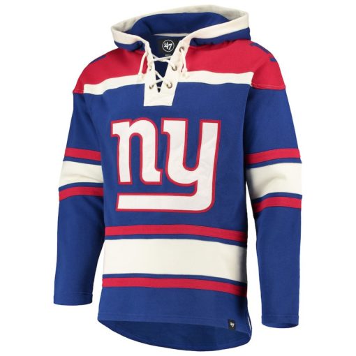 New York Giants Men's 47 Brand Blue Pullover Jersey Hoodie - Image 4