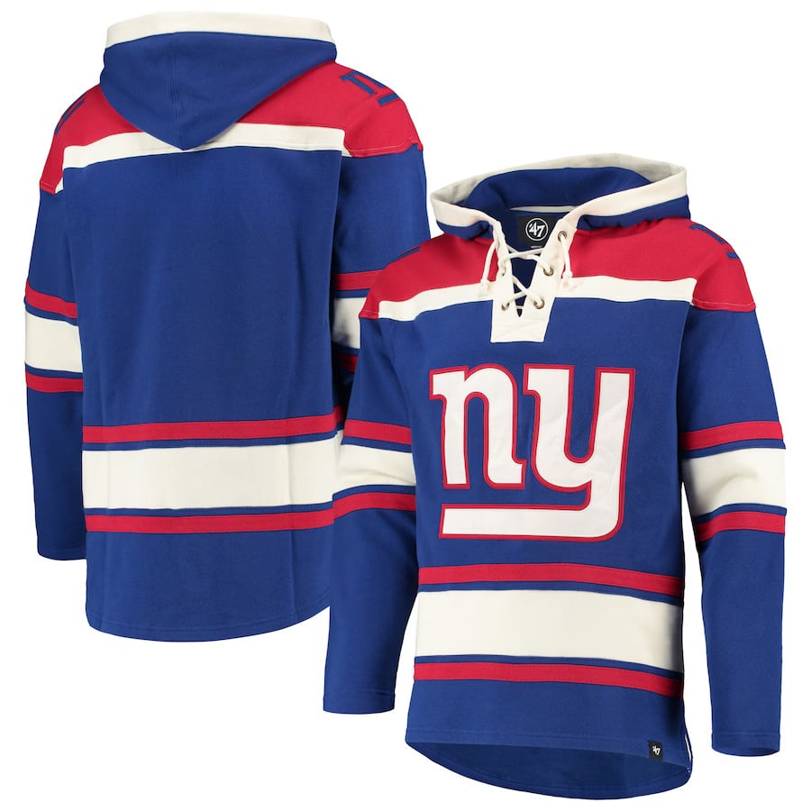 New York Giants Men's 47 Brand Blue Pullover Jersey Hoodie - Small