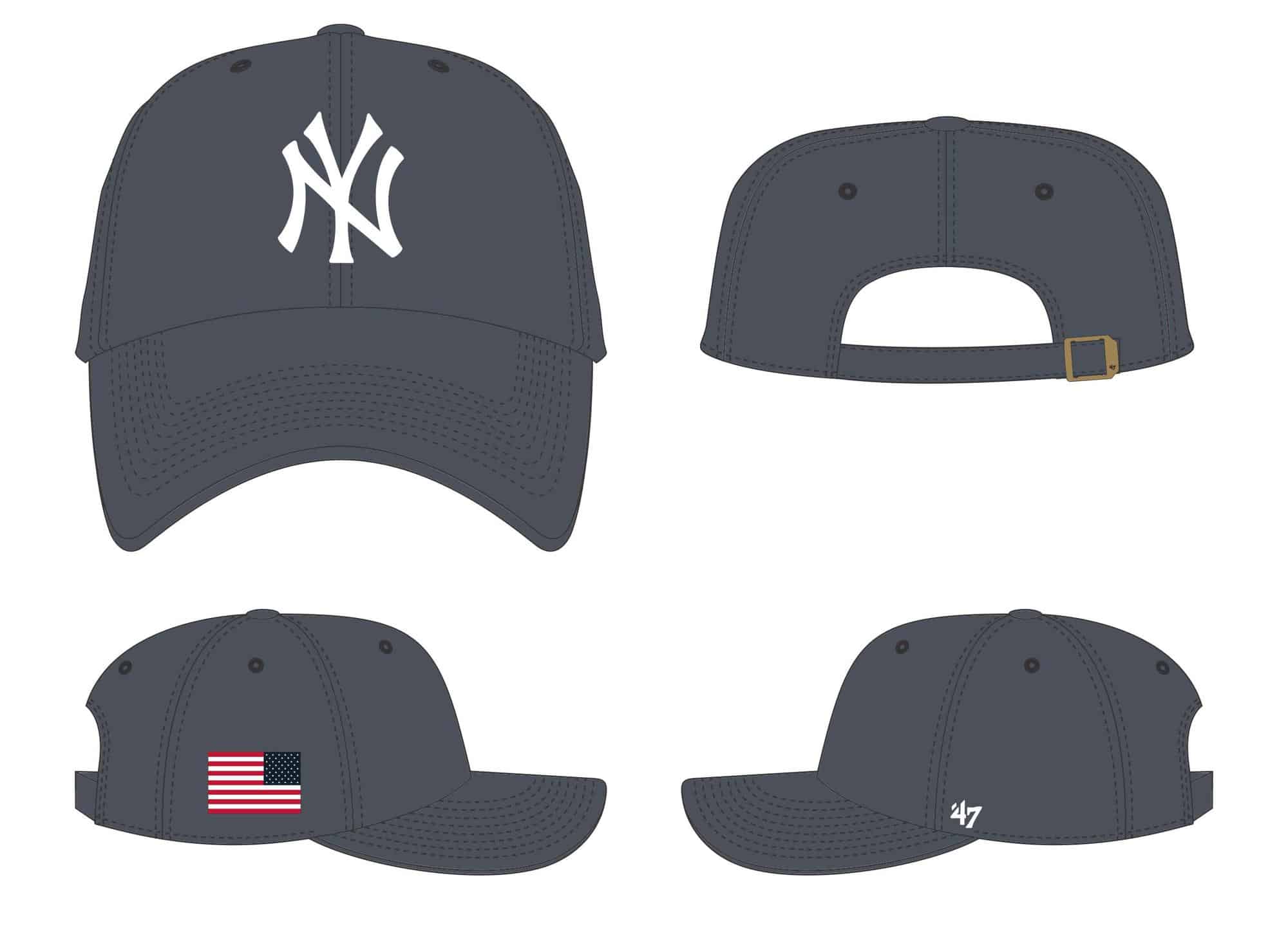 New York Yankees Men/'s /'47 Brand MLB Baseball Retro Script Stretch Fit Hat Cap