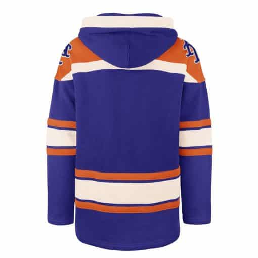 New York Mets Men's 47 Brand Blue Pullover Jersey Hoodie - Image 2