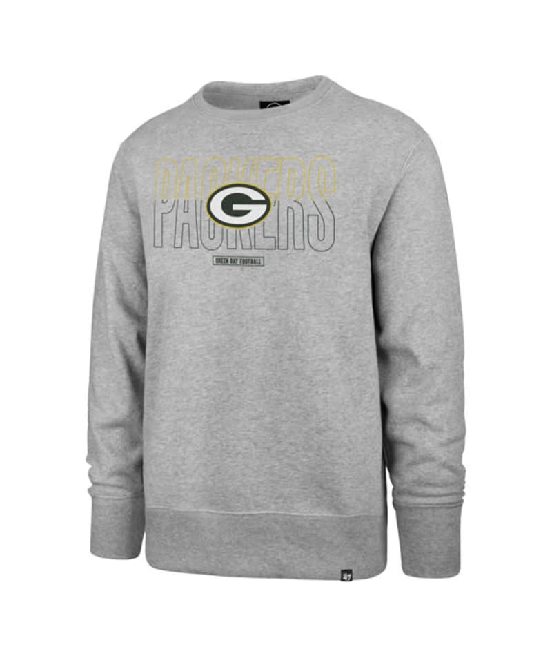 Green Bay Packers Men's 47 Brand Gray Crew Long Sleeve Pullover ...