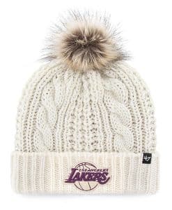 Los Angeles Lakers Women's 47 Brand White Cream Meeko Cuff Knit Hat