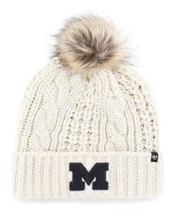 Michigan Wolverines Women's 47 Brand White Cream Meeko Cuff Knit Hat