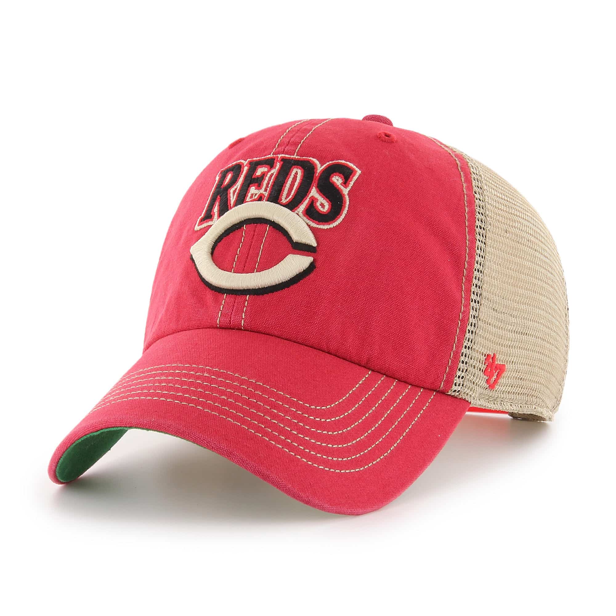 Cincinnati Reds 47 Brand Tuscaloosa Vintage Red Clean Up Mesh Snapback