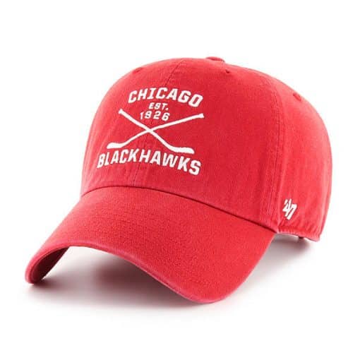 Chicago Blackhawks 47 Brand Red Cross Sticks Adjustable Hat