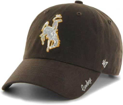 Wyoming Cowboys Women's 47 Brand Sparkle Brown Clean Up Adjustable Hat