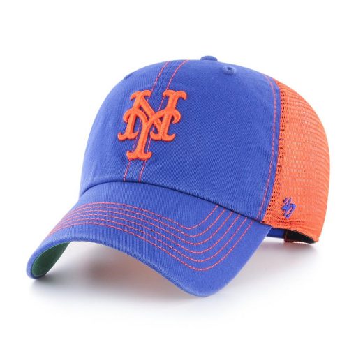 New York Mets 47 Brand Trawler Blue Orange Clean Up Mesh Snapback Hat