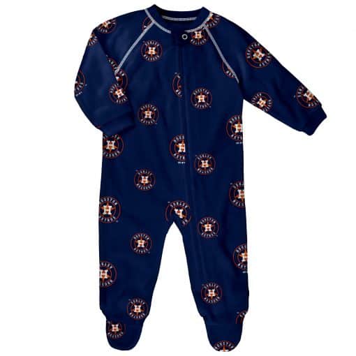 Houston Astros Baby Navy Raglan Zip Up Sleeper Coverall