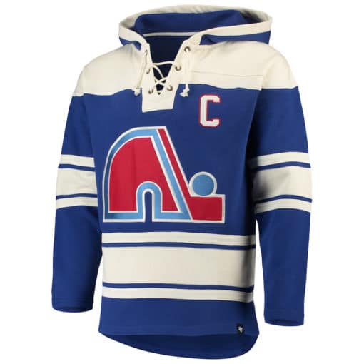 Joe Sakic Quebec Nordiques Men's 47 Brand Blue Pullover Jersey Hoodie - Image 2