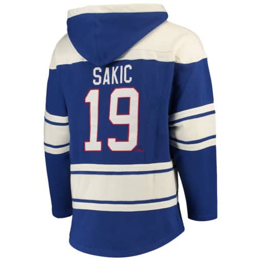 Joe Sakic Quebec Nordiques Men's 47 Brand Blue Pullover Jersey Hoodie - Image 3
