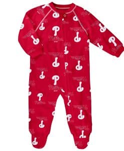 Philadelphia Phillies Baby Red Raglan Zip Up Sleeper Coverall