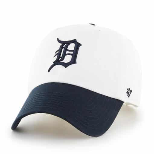 Detroit Tigers 47 Brand White Navy Logo Clean Up Adjustable Hat