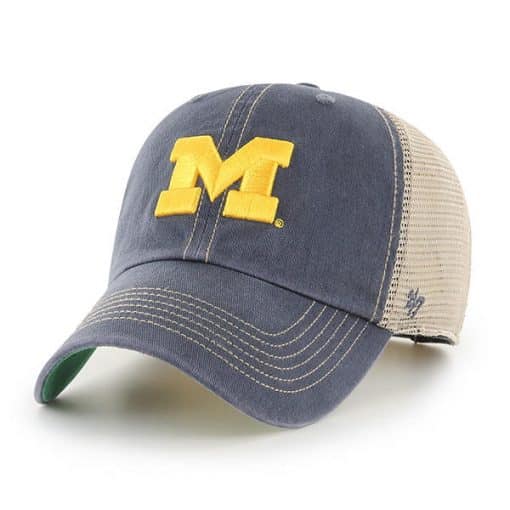 Michigan Wolverines 47 Brand Trawler Vintage Navy Clean Up Mesh Snapback Hat