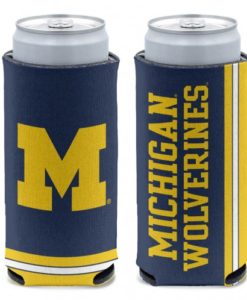 Michigan Wolverines 12 oz Blue Slim Can Koozie Holder