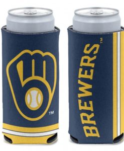 Milwaukee Brewers 12 oz Blue Slim Can Koozie Holder