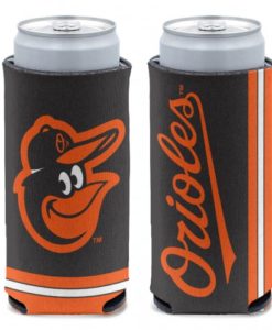 Baltimore Orioles 12 oz Black Slim Can Koozie Holder