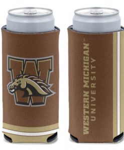 Western Michigan Broncos 12 oz Brown Slim Can Koozie Holder