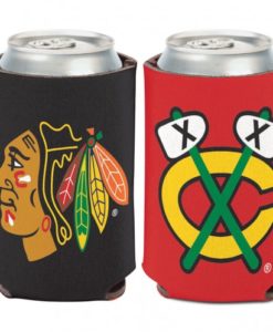 Chicago Blackhawks 12 oz Black Red Can Koozie Holder