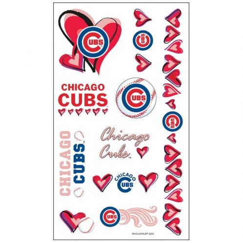 Chicago Cubs Hearts Temporary Tattoos