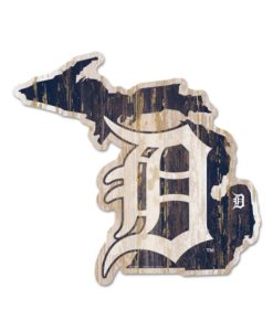 Detroit Tigers Navy Michigan Shape Wood Sign