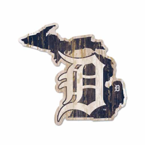 Detroit Tigers Navy Michigan Shape Wood Sign