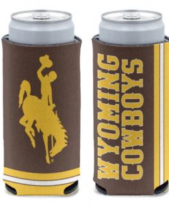 Wyoming Cowboys 12 oz Brown Slim Can Koozie Holder