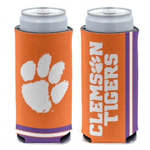 Clemson Tigers 12oz. Black Camo Slim Can Cooler