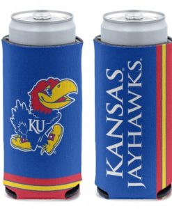 Kansas Jayhawks 12 oz Blue Slim Can Koozie Holder